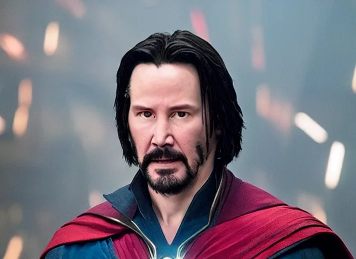 Image similar to movie still of keanu reeves as doctor strange