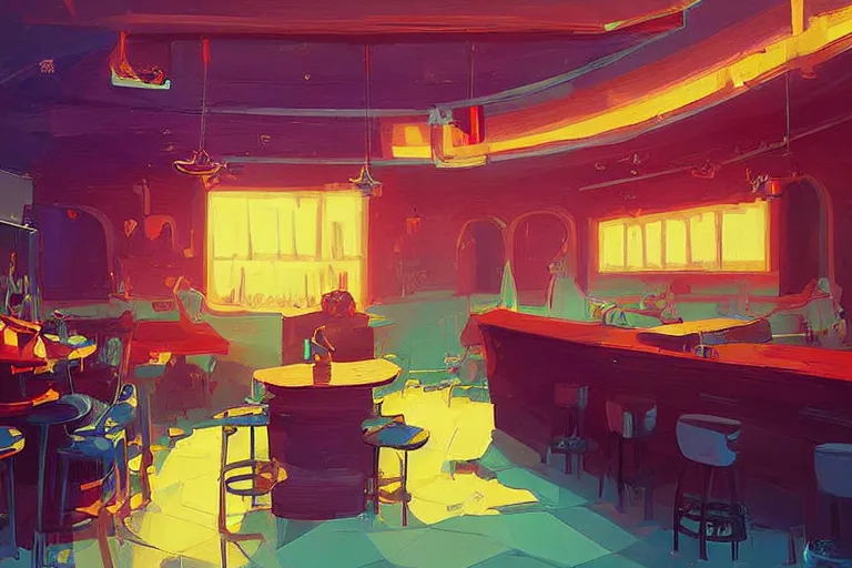 Image similar to a digital art of a cat sits on a chair in a bar in the afternoon, the sun shines in, animal, light effect, highly detailed, by anton fadeev