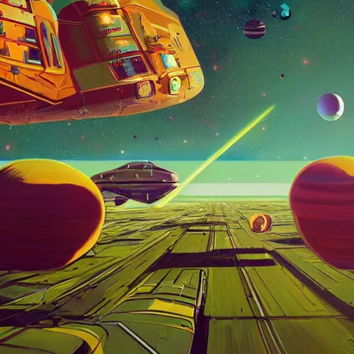 Image similar to a beautiful photograph of a space battle with wild, bright colors. by scott listfield accurate