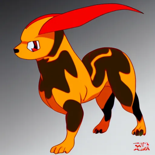 Image similar to a new fire type pokemon design inspired by a pitbull