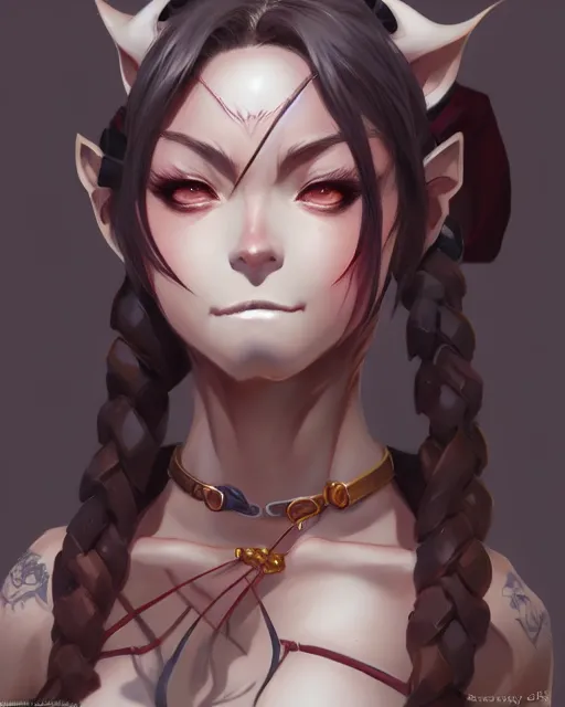 Prompt: character concept art of a beautiful anime orc woman | | cute - fine - face, pretty face, realistic shaded perfect face, fine details by stanley artgerm lau, wlop, rossdraws, james jean, andrei riabovitchev, marc simonetti, and sakimichan, tranding on artstation