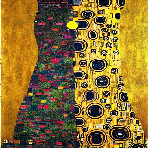 Image similar to glitch art by gustav klimt