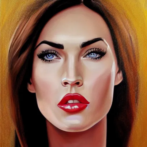 Image similar to a portrait of megan fox, oil painting