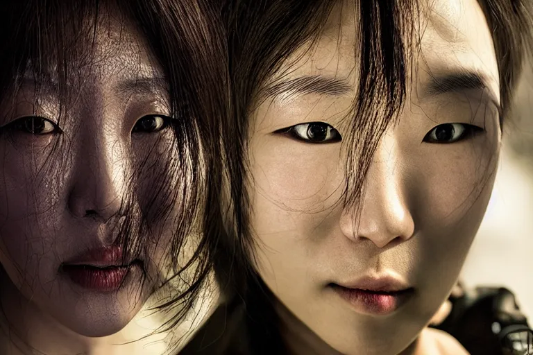 Image similar to portrait of a beautiful Korean cyborg By Emmanuel Lubezki