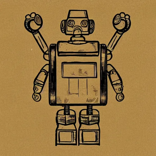 Prompt: antique hand-drawn schematic of a dangerous robot baby, detailed, textured