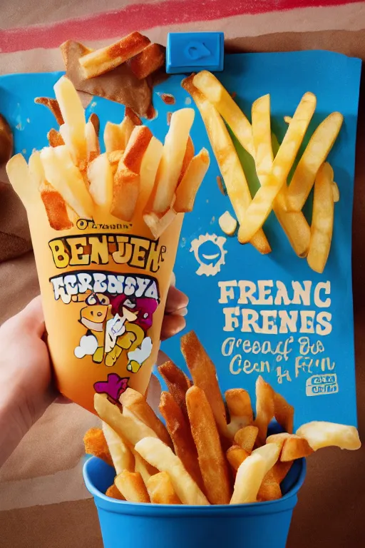 Image similar to french fries flavoured ben and jerry's ice cream, ice cream with pieces of french fries