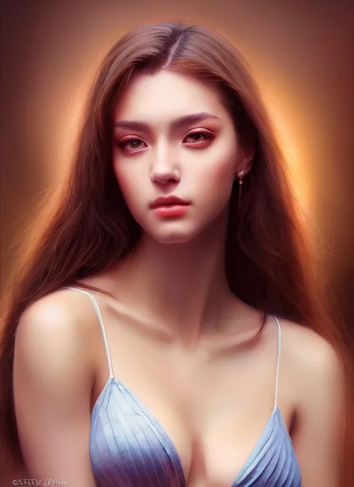 Image similar to photo of a gorgeous young woman in the style of stefan kostic, realistic, sharp focus, 8k high definition, insanely detailed, intricate, elegant, art by stanley lau and artgerm