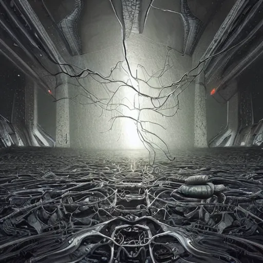 Prompt: ultra realistic illustration of immortal neuron, alien room, massive, intricate, scifi, unique landscape, highly detailed, singularity, cybernetic, thought provoking, masterpiece, digital painting, artstation, concept art, smooth, sharp focus, highly detailed, art by roberto digiglio and furio tedeschi and filippo ubertino