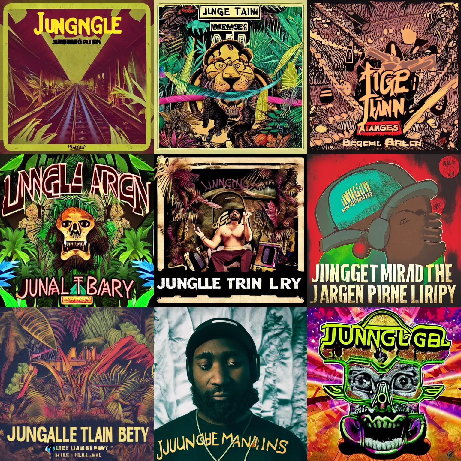 Prompt: jungletrain, amen beats jungle party, drugs, beats, flow, the chronic