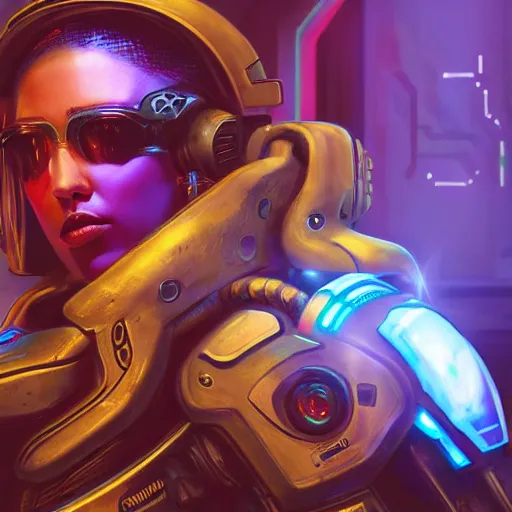 Image similar to high quality portrait of Nova from starcraft in a cyberpunk cyberpunk cyberpunk cafe, realism, 8k, award winning photo