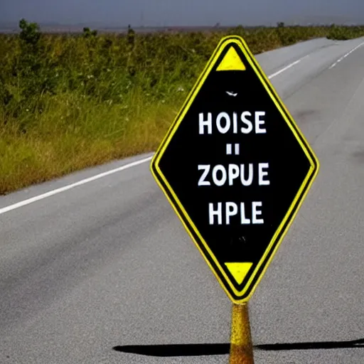 Image similar to a highway sign warning of a black hole