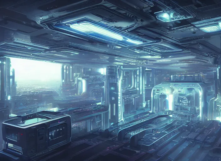 Image similar to cult of technology, exterior of scifi temple, machines, robots, ultra realistic, transparent labs, computers, highly detailed, futuristic landscape, city, utopian architecture, atmosphere, masterpiece, holy place, epic lighting, glowing wires, mysterious, 4 k, cinematic, art by patryk olkiewicz and chris ostrowski and liang yao