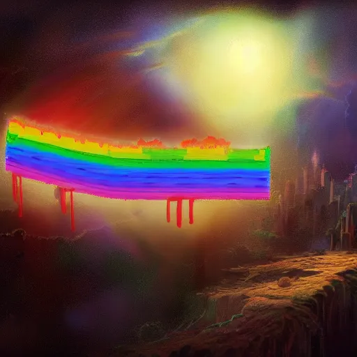 Image similar to a beautiful matte painting of nyan cat, by steve argyle and mark arian