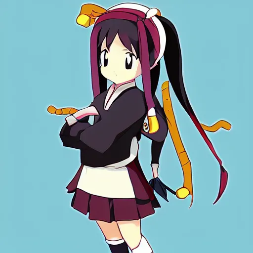 Image similar to cute anime ninja school girl in the style of katanagatari, kuudere, expressionless