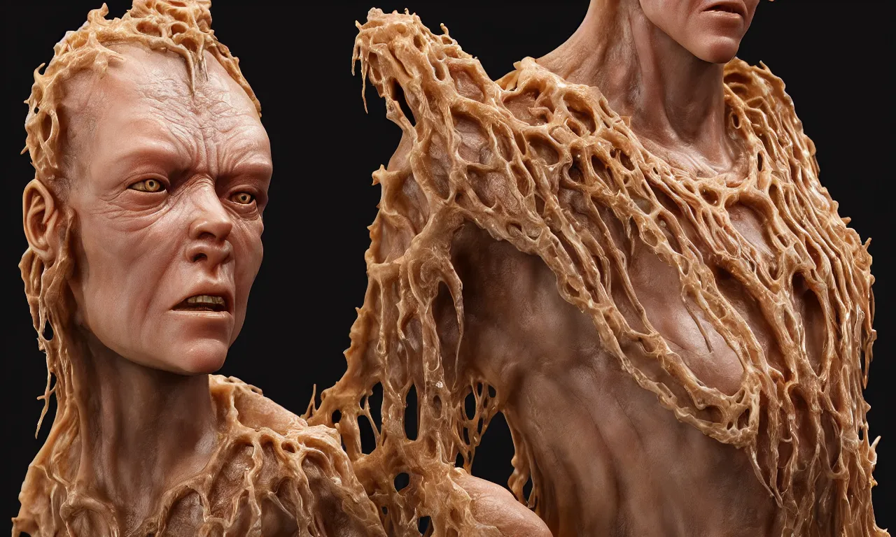 Prompt: translucent skin diorama cast in epoxy, high detail, small features, from new movie by digital domain and weta digital, strong ambient occlusion