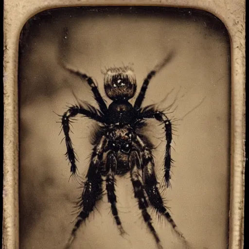 Image similar to tintype photo, bottom of the ocean, cowboy spider