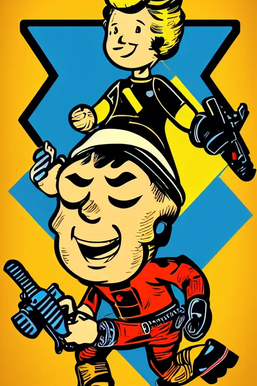 Image similar to fallout 7 6 retro futurist illustration art by butcher billy, sticker, colorful, illustration, highly detailed, simple, smooth and clean vector curves, no jagged lines, vector art, smooth andy warhol style