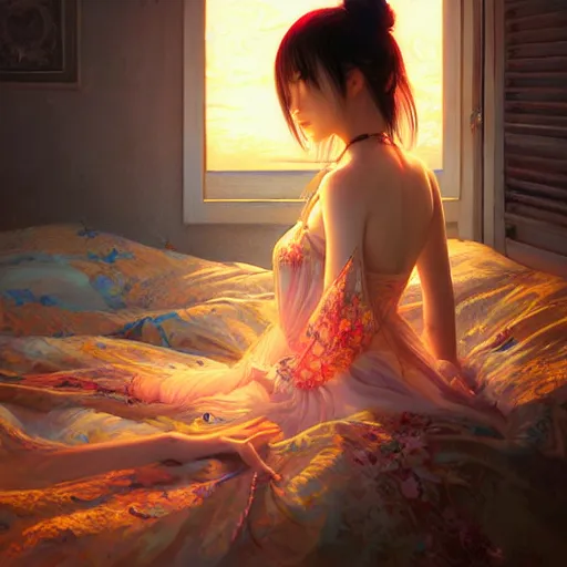 Image similar to beautiful young girl in intricate clothing by ross tran,