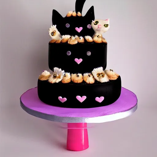 Image similar to beautiful cake with cake kitten holding a hard decoration on top