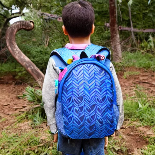 Prompt: backpack, a child's backpack designed after an elephant