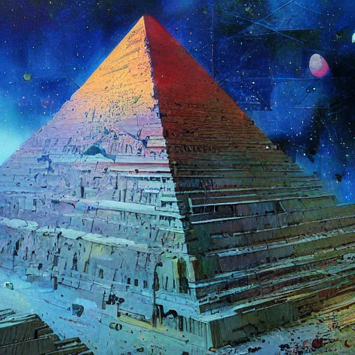 Prompt: Stunning painting of A Great Pyramid of the Future by John Berkey,concept art,Retro colour,hyper detailed,4K Resolution
