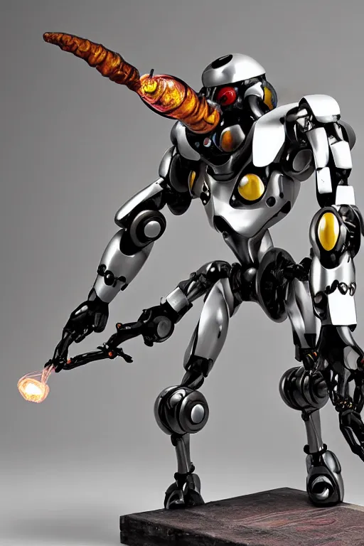 Image similar to a humanoid beetle robot, beetle-inspired, inafune design, scarab reploid, welding torches for arms