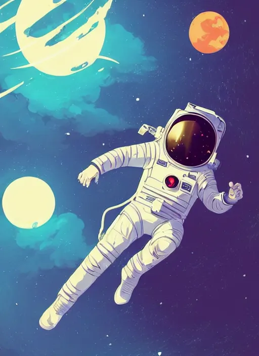 Prompt: an astronaut floating in space. clean cel shaded vector art. shutterstock. behance hd by lois van baarle, artgerm, helen huang, by makoto shinkai and ilya kuvshinov, rossdraws, illustration, art by ilya kuvshinov