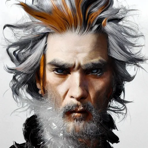 Image similar to portrait, headshot, insanely nice hair style, dramatic hair color, background smoke, digital painting, of a old 17th century, old cyborg merchant, amber jewels, baroque, ornate clothing, scifi, realistic, hyperdetailed, chiaroscuro, concept art, art by Franz Hals and Jon Foster and Ayami Kojima and Amano and Karol Bak,