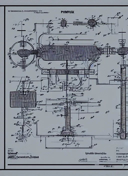 Image similar to mech to human mind uplink schematic by thomas hubert. in the style of a 1 9 8 3 patent design diagram