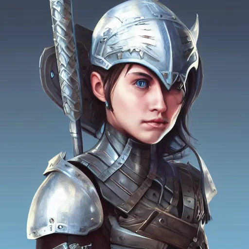 Image similar to a girl wearing an armor, highly detailed, digital painting, artstation, concept art, smooth, sharp focus, illustration