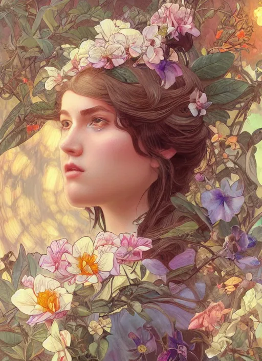 Prompt: Gardenia flowers, colorful, Grimes, psychedelic, intricate, elegant, highly detailed, digital painting, artstation, concept art, smooth, sharp focus, illustration, art by artgerm and greg rutkowski and alphonse mucha