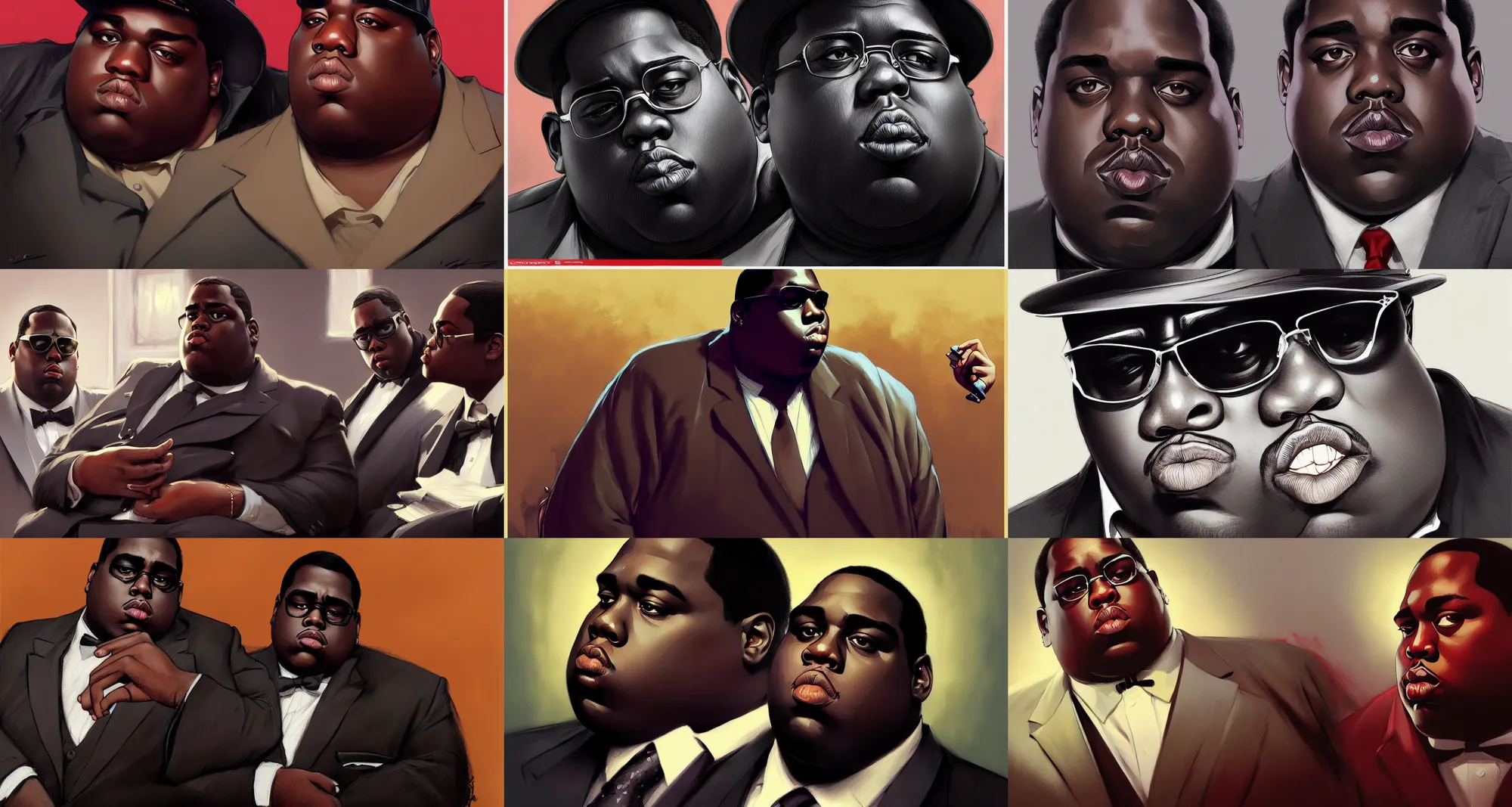 Prompt: the notorious b. i. g. as the godfather, animation pixar style, shaded lighting poster by magali villeneuve, artgerm, jeremy lipkin and michael garmash, rob rey and kentaro miura style, trending on art station