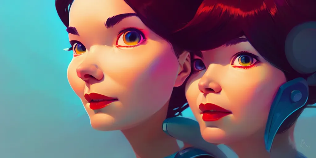 Image similar to low angle portrait of Bjork, tepainting concept Blizzard pixar maya engine on stylized background splash comics global illumination lighting artstation lois van baarle, ilya kuvshinov, rossdraws