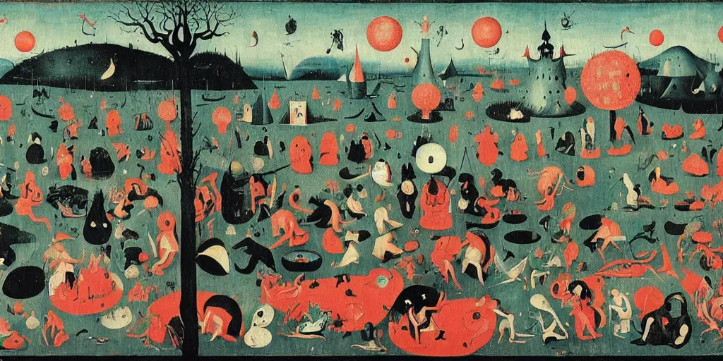 Prompt: lake is an entrance to the void by brecht evens, by hieronymus bosch, stunning, just wow, intricate, mysterious, beautiful, magnificient