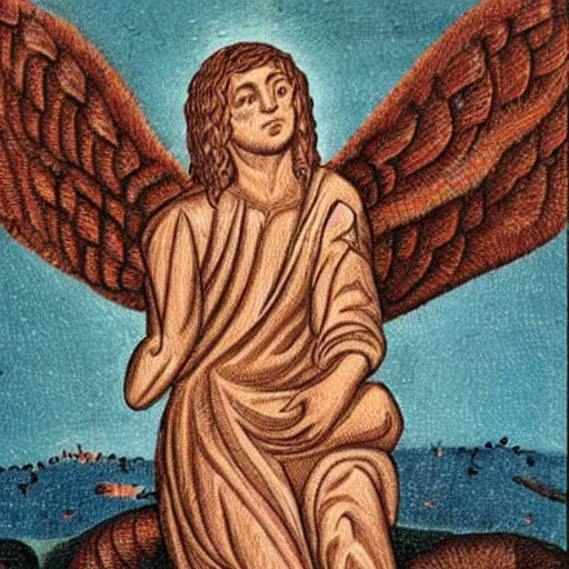 Prompt: biblically accurate angel made of worms in the style of bosch