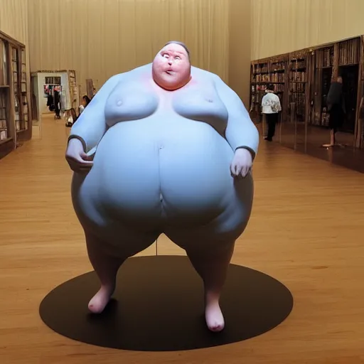 Image similar to rotund obese fox, ron mueck masterpiece in exhibition