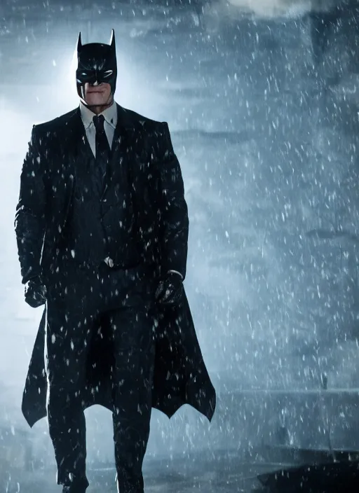 Image similar to film still of Dolph Lundgren as Bruce Wayne in The Batman 2022, 4k