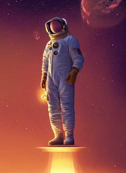 Image similar to ali g astronaut jumpsuit, no helmet, the expanse, sci fi, futuristic, detailed illustration, digital art, trending on artstation, soft ambient lighting, volumetric lighting, rim lighting, yoshitaka amano, alphonse mucha, arney freytag, maxfield parrish, new art nouveau