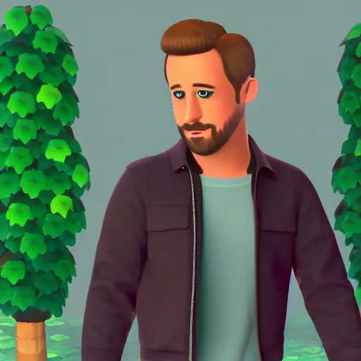 Prompt: ryan gosling in the style of animal crossing, 3d render