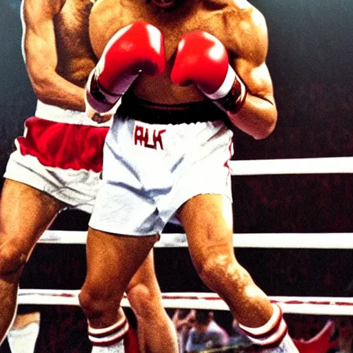 Image similar to movie poster of mohammed salah in rocky 4,