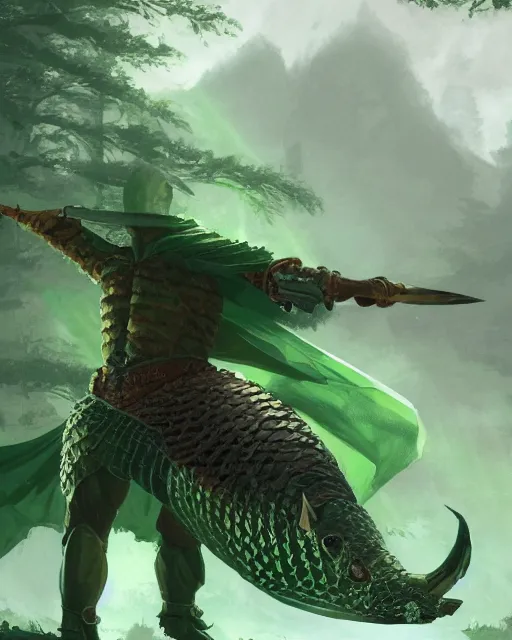 Image similar to Armadillo warrior, green cape , forest background, magic the gathering artwork, D&D, fantasy, cinematic lighting, centered, symmetrical, highly detailed, digital painting, artstation, concept art, smooth, sharp focus, illustration, volumetric lighting, epic Composition, 8k, art by Akihiko Yoshida and Greg Rutkowski and Craig Mullins, oil painting, cgsociety