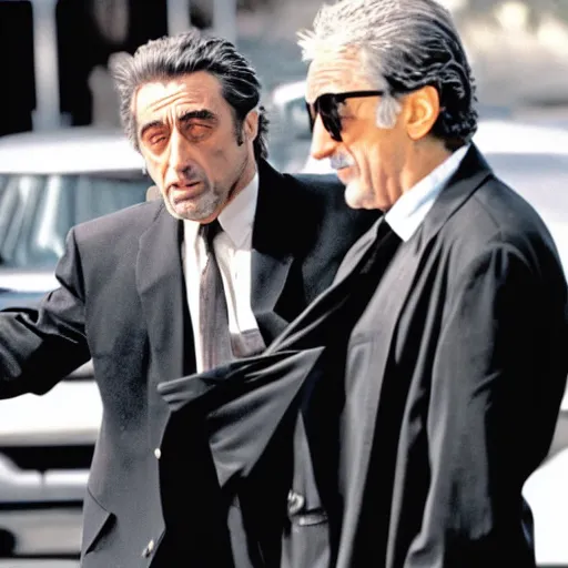 Image similar to old al pacino and old robert de niro in heat 2 (2026), promotional shot, movie still, cinematic,