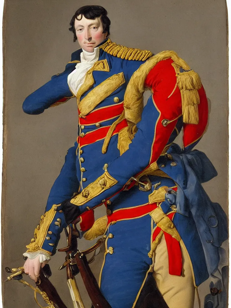 Prompt: Swift in a Napoleonic military uniform leading an army Regal Blue Military Royal Painterly In the style of Jean-Auguste-Dominique Ingres