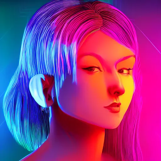 Image similar to the most original and beautiful profile picture on discord, symetrical, 4 k, beautiful gorgeous digital art, trending on artstation, dark, neon lights, colorful, joyful