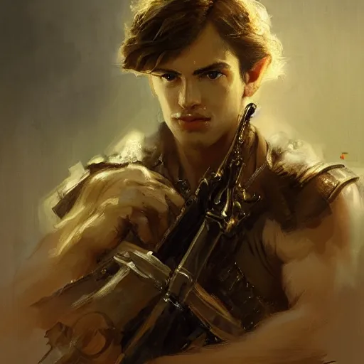 Image similar to handsome portrait of a young guy fitness posing, war hero, radiant light, caustics, sharp focus, breath of the wild, by gaston bussiere, bayard wu, greg rutkowski, giger, maxim verehin