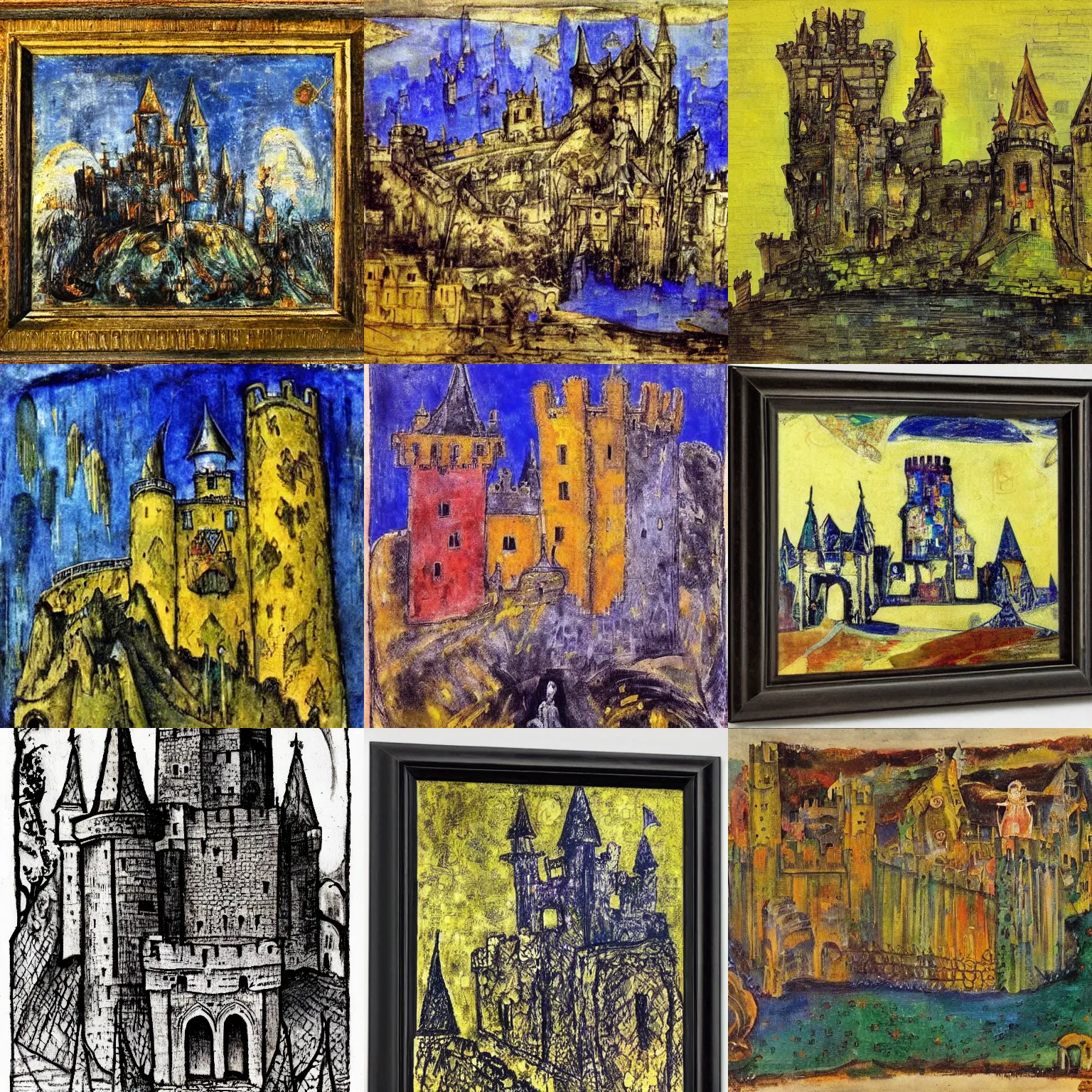 Prompt: medieval castle, by affandi