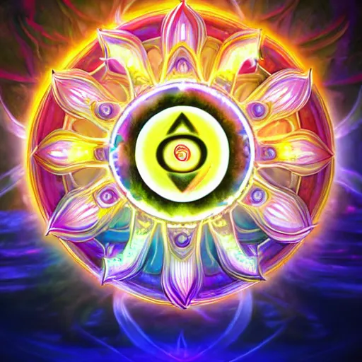 Image similar to sahasrara chakra epic legends game icon stylized digital illustration radiating a glowing aura global illumination ray tracing hdr fanart arstation by ian pesty and katarzyna da bek - chmiel