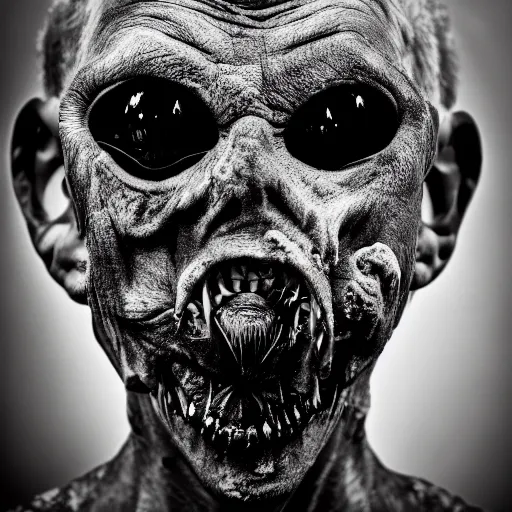 Image similar to artistic photoshoot of a mothan hybrid, grotesque, body horror, mutant shaming, creepy, terrifying, 8 k hdr 8 0 mm wide angle portrait, high contrast black and white, insectoid n