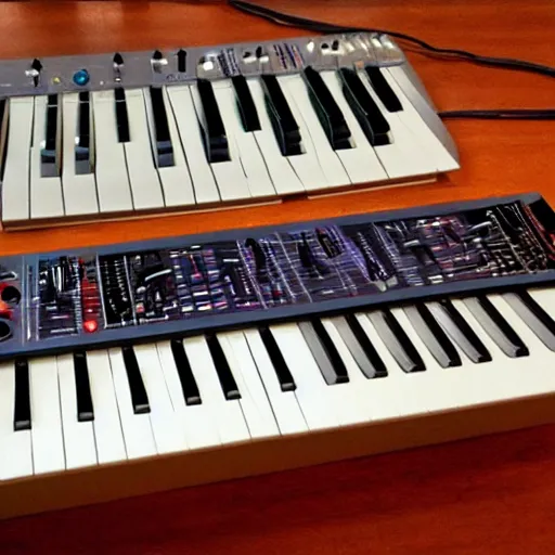 Prompt: retro futuristic analog synthesizer