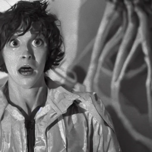 Prompt: a Demogorgon in Doctor Who 1975, low budget movie